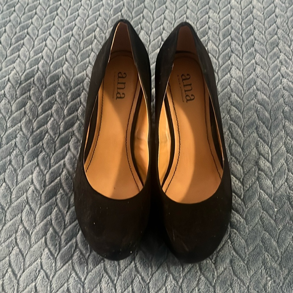 Ana Black Velvet Wedges